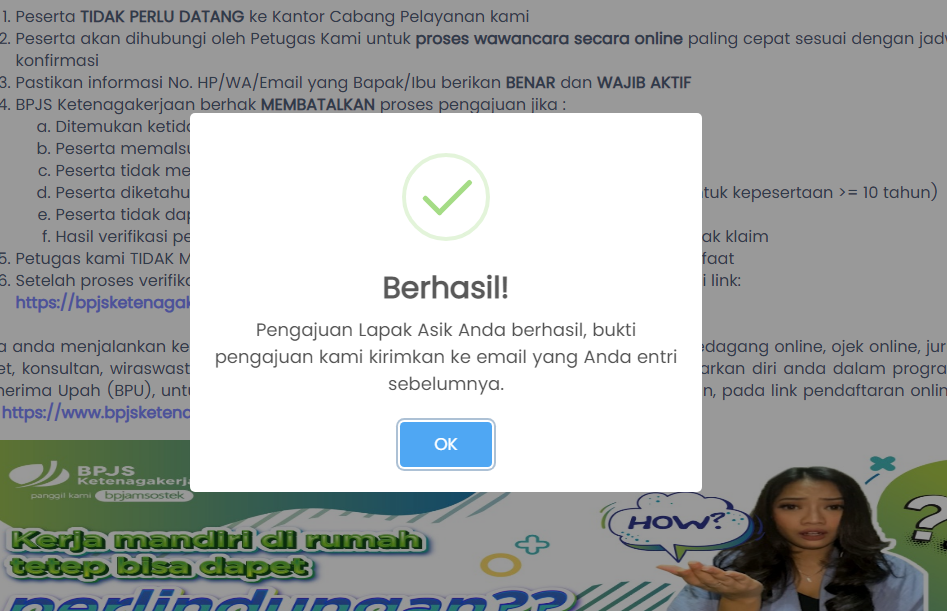Peringatan Berhasil